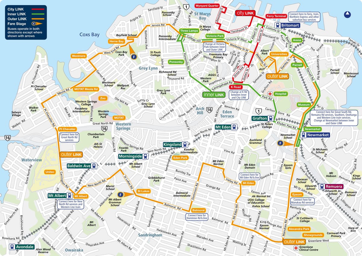 Auckland basi ramani ya njia