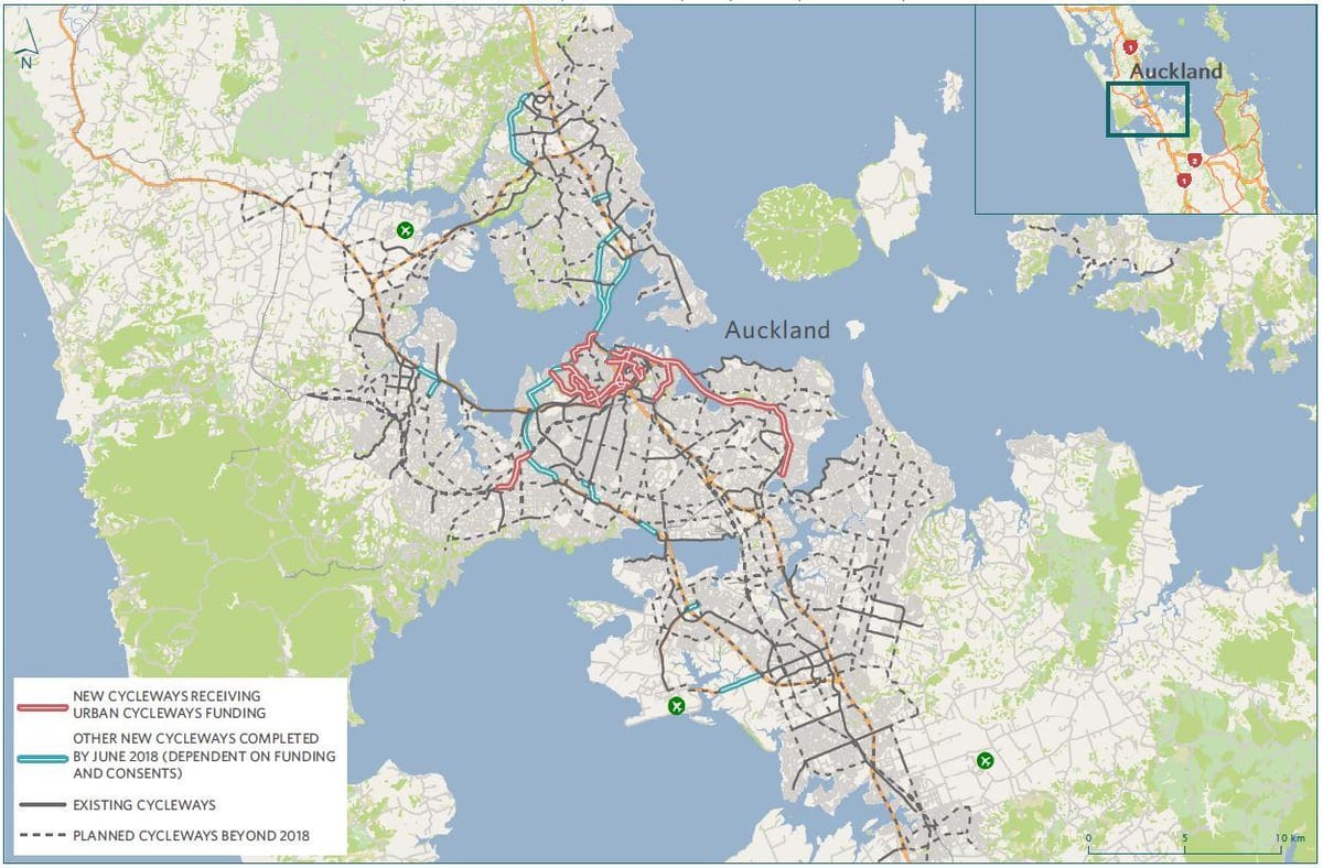 ramani ya cycleway Auckland ramani