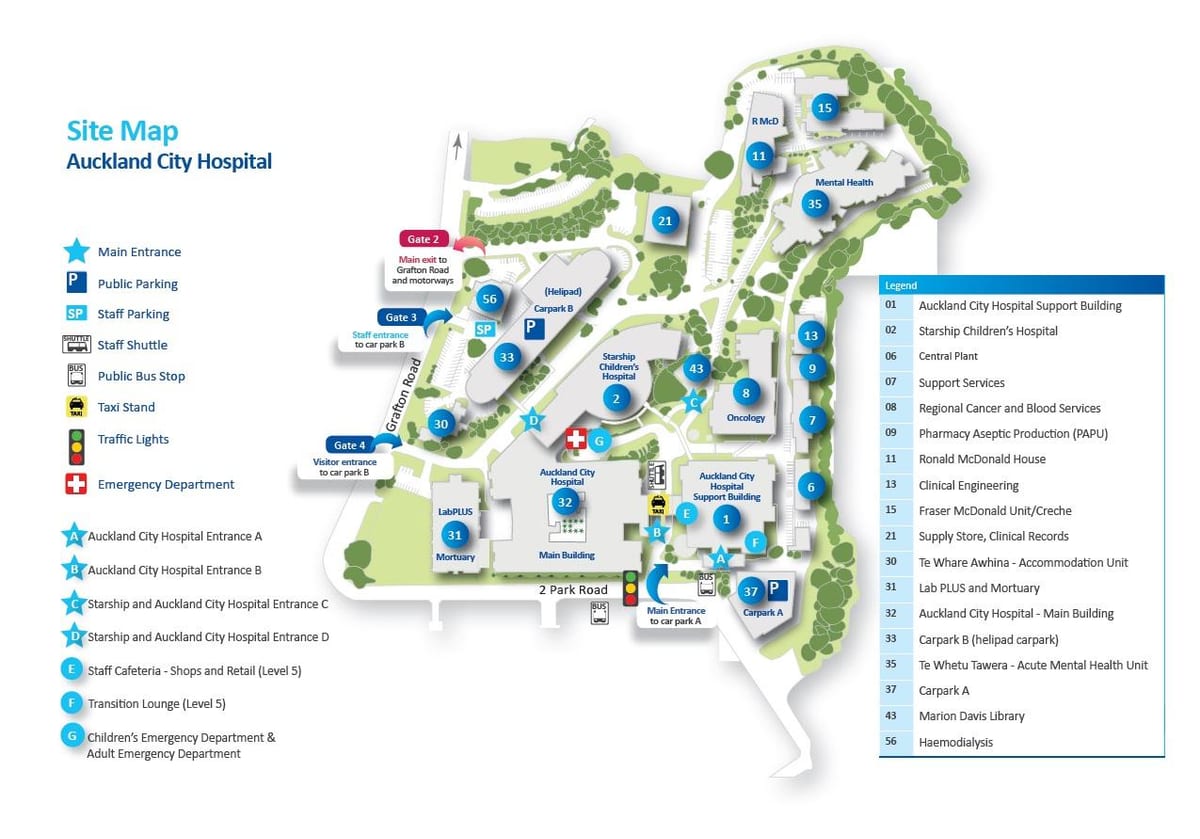 ramani ya hospitali Auckland