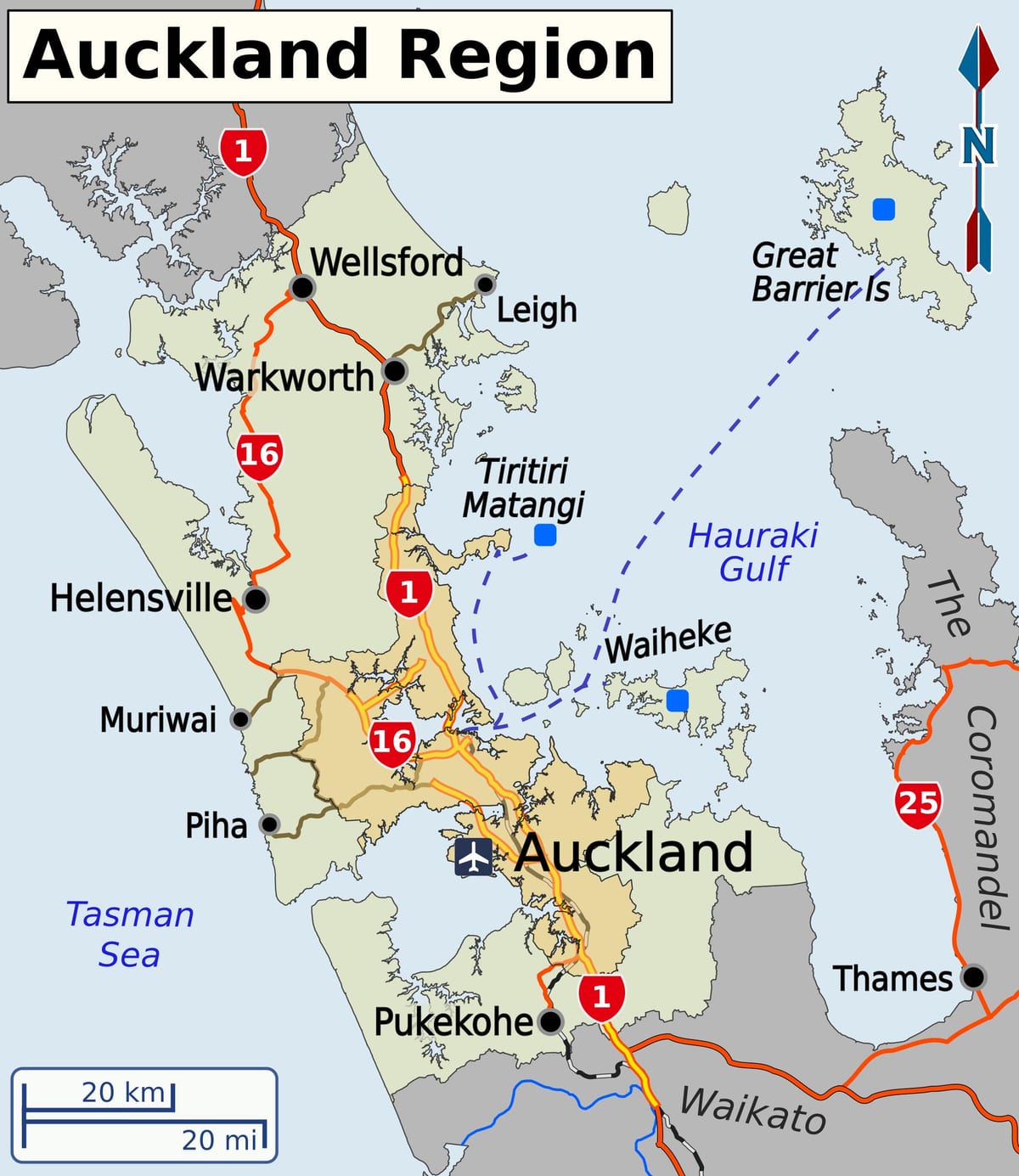 ramani ya mkoa Auckland