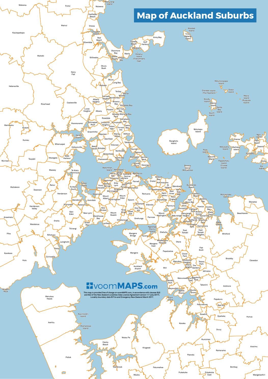 ramani ya Auckland vitongoji