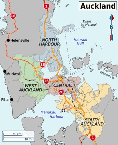 ramani ya wilaya Auckland
