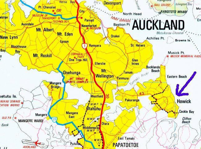 ramani ya Howick Auckland