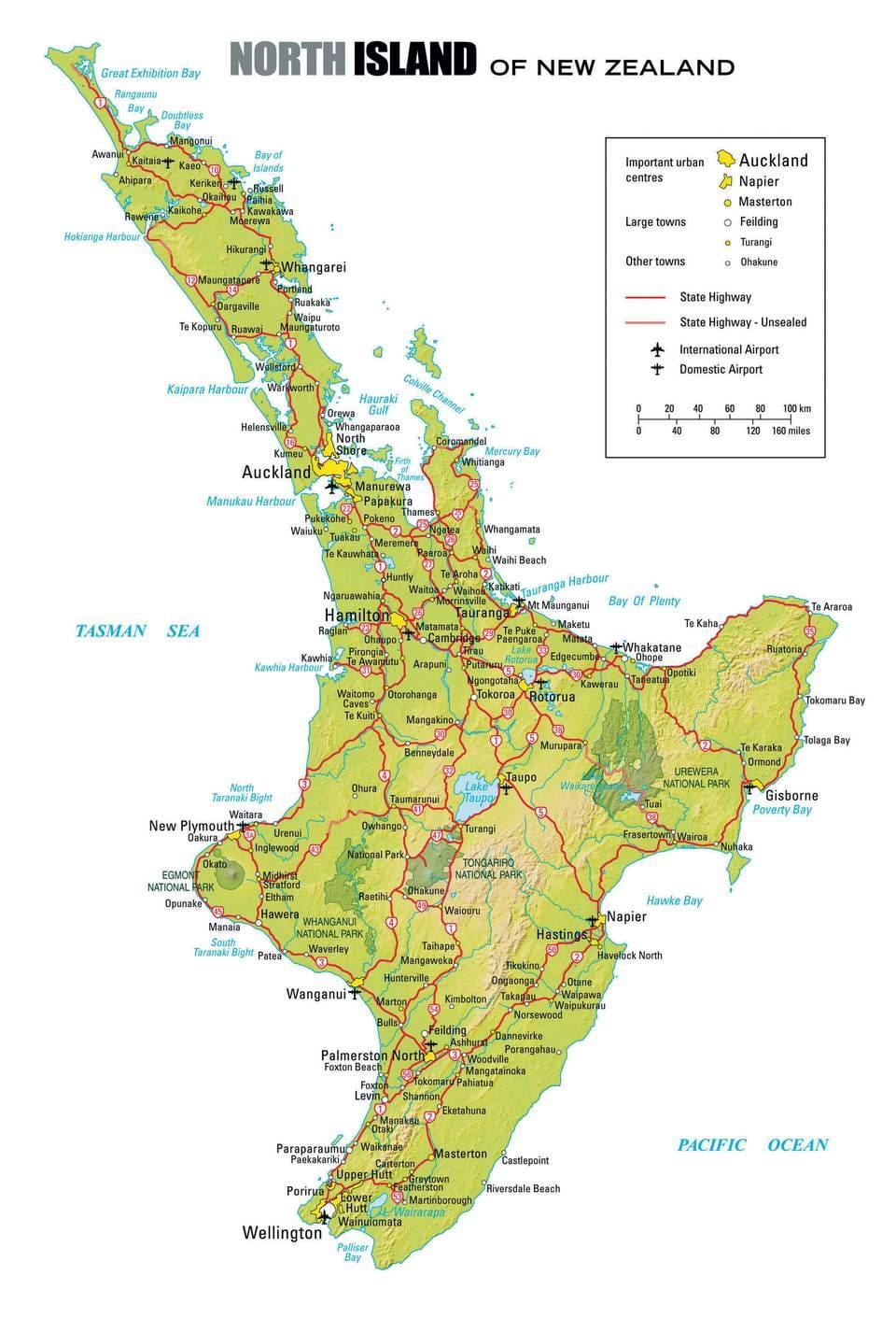 ramani ya kaskazini ya kisiwa cha New Zealand